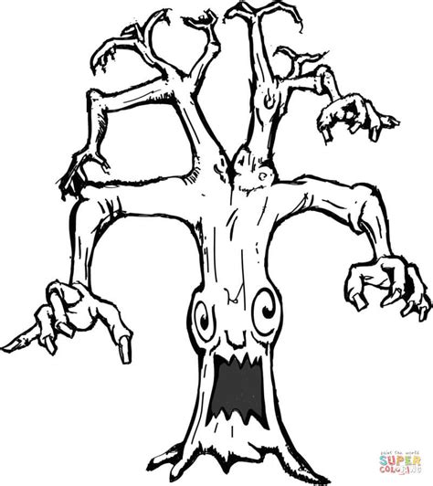 Haunted Tree Coloring Page Free Printable Coloring Pages