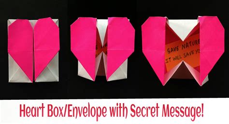 Origami Paper Heart T Box Envelope With Secret Message Valentine