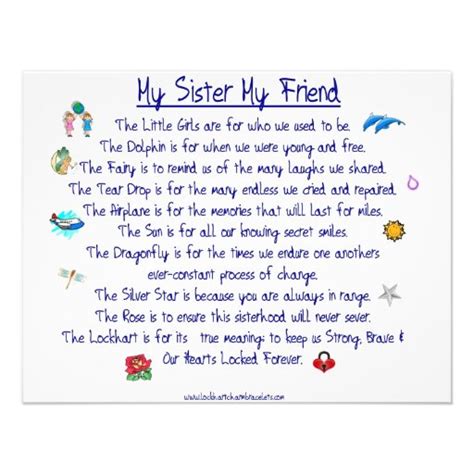 My Sister My Friend Poem With Graphics 425x55 Paper Invitation Card Zazzle