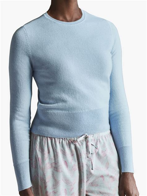 Pure Collection Cropped Cashmere Sweater Cloud Blue At John Lewis