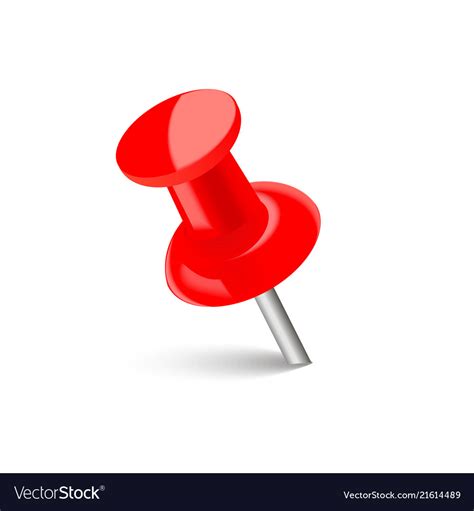 Realistic Red Push Pin With Soft Shadow Royalty Free Vector