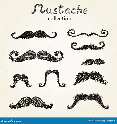 Hand Drawn Mustaches Set Stock Vector Illustration Of Sketch 31573409