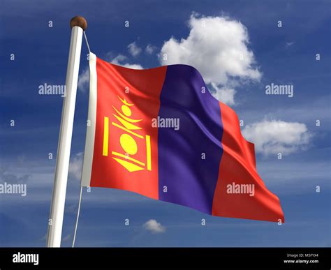 Mongolia Flag With Clipping Path Stock Photo Alamy