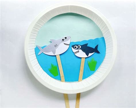 Easy Moving Shark Paper Plate Craft For Kids Free Shark Template