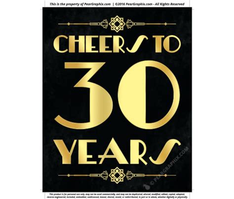 Cheers To 30 Years Printable Sign 30th Birthday Party Decor Etsy