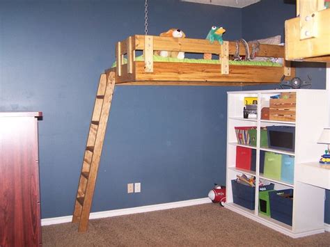 The stairs going up to the loft area are nice and spacious. My husband built these "floating" loft beds for our boys ...