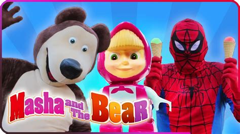 ♥ Masha And The Bear Magic Berries W Spider Man In Real Life Stop