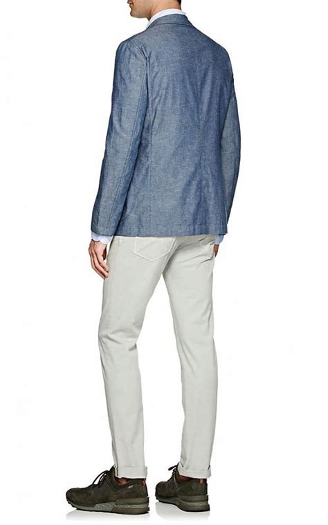 Barneys New York Suits And Sportcoats Cotton Linen Chambray Three