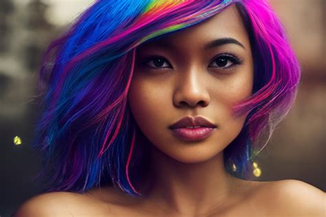 Beautiful Rainbow Haired Women From Around The World Rmidjourney