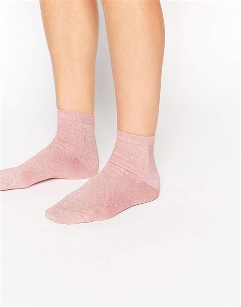 Asos Pink Metallic Ankle Socks Ankle Socks Sock Shoes Fashion Heels