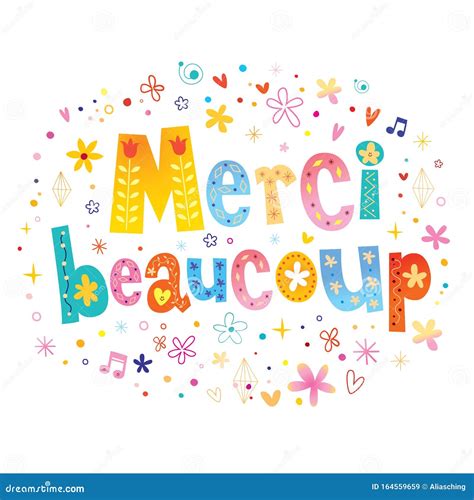 Merci Beaucoup Thank You Very Much In French Cartoon Vector