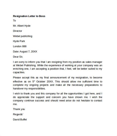Free 10 Sample Resignation Letter Examples In Ms Word Pdf