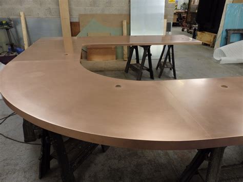 169 Large Curved Copper Bar Top Copper Interior Copper Top Table