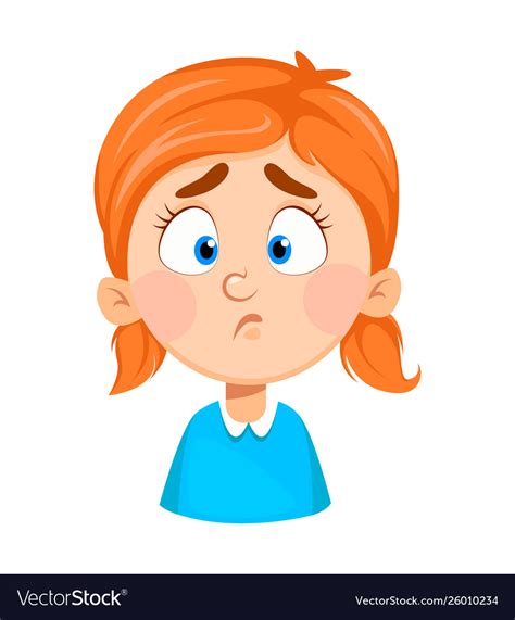 Face Expression Cute Little Girl Sad Royalty Free Vector