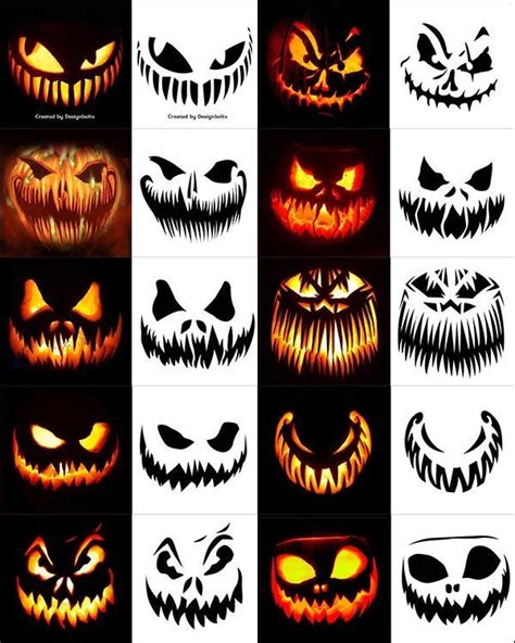 Carving Templates Scary Jack O Lantern Stencils Free