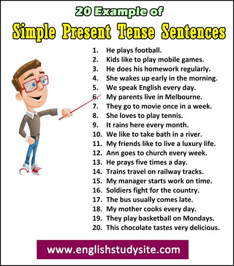 20 Example Sentences Of Simple Present Tense