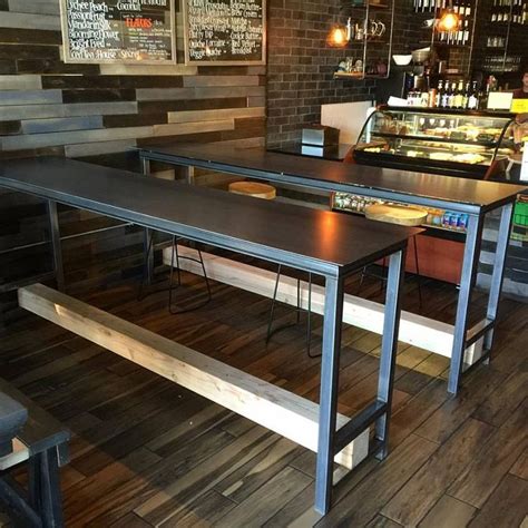 Bar Height Tables Made From Hot Rolled Steel Tops And Legs With Wooden