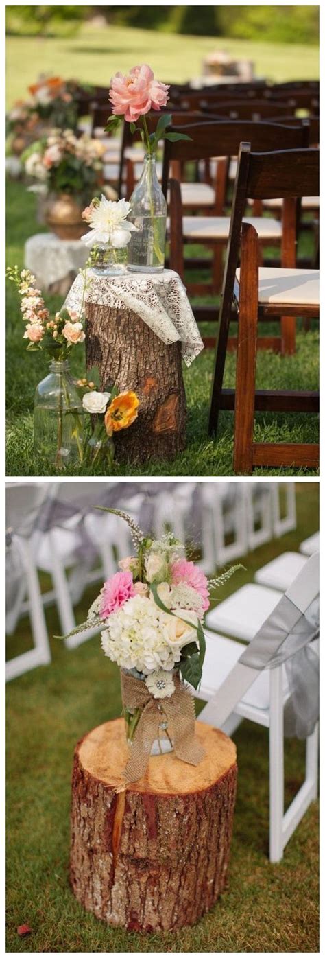 Rustic Tree Stump Wedding Aisle Decor Ideas Deerpearlflow