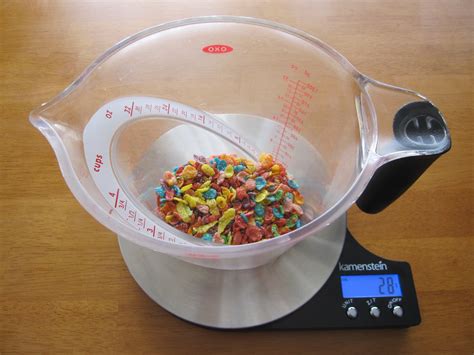 This calculator provides conversion of cups to grams (c to g) and backwards. 28 Grams of Fruity Pebbles in a Four-Cup Measuring Cup ...