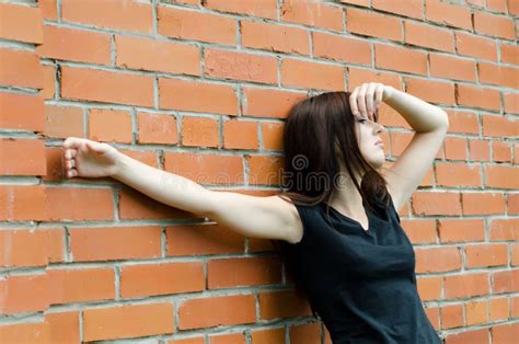 Sad Girl At Brick Walls Stock Photo Image Of Despair 20649564