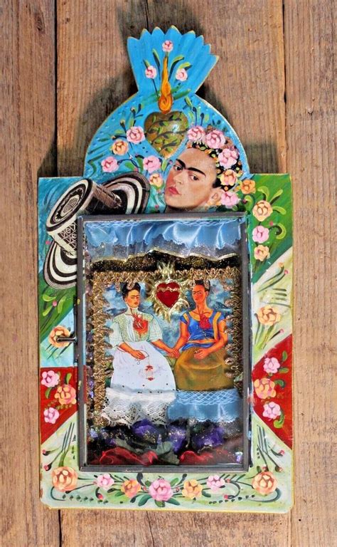 Frida Kahlo Two Fridas Artist Feminine Icon Tin Retablo Handmade Mexico