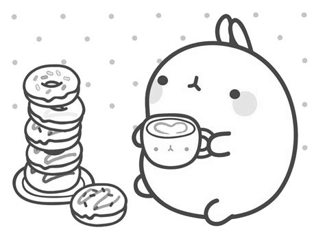 Coloring page Molang It's snack time! 4