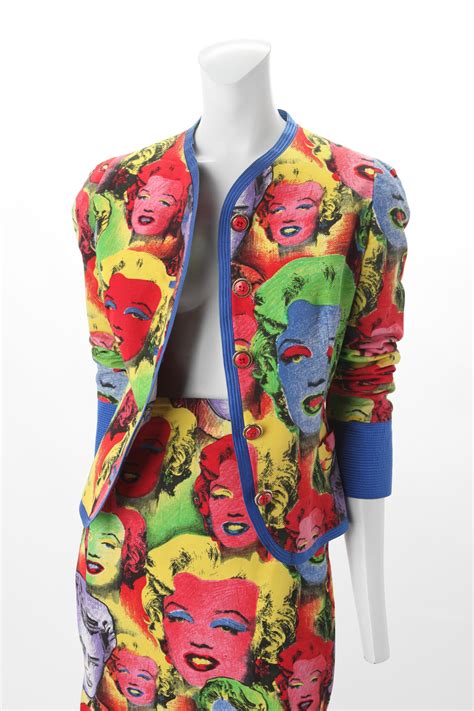 Gianni Versace Couture Andy Warhol Print Jacket And Skirt Ensemble C