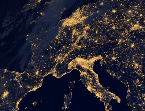 Earth From Space Europe At Night By Nasa Ciel Bleu Media