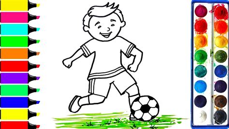 Next, sketch in uniform details to demonstrate the position of each figure, such as giving a goalkeeper knee length socks and gloves. Football Player Coloring Pages | Art Colors For beginners ...