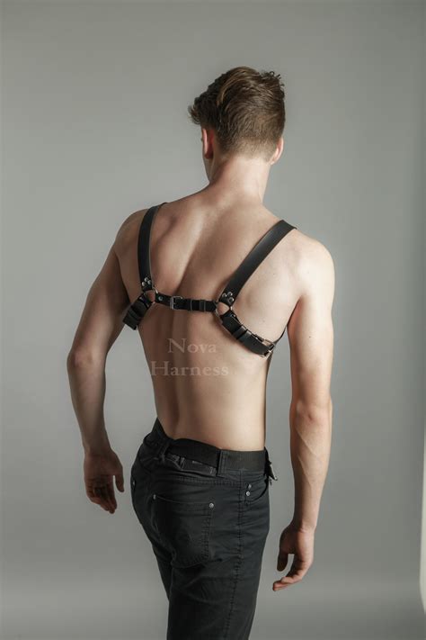chest harness men leather harness male harness simple etsy