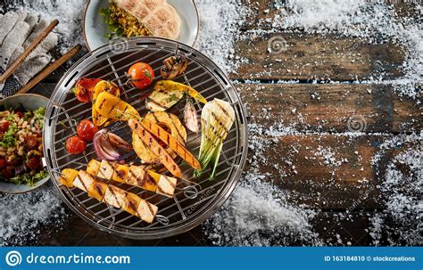 Assorted Farm Fresh Vegetables Grilling On A Bbq Stock Photo Image Of