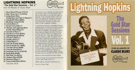 Lightning Hopkins The Gold Star Sessions Vol · Lightning Hopkins