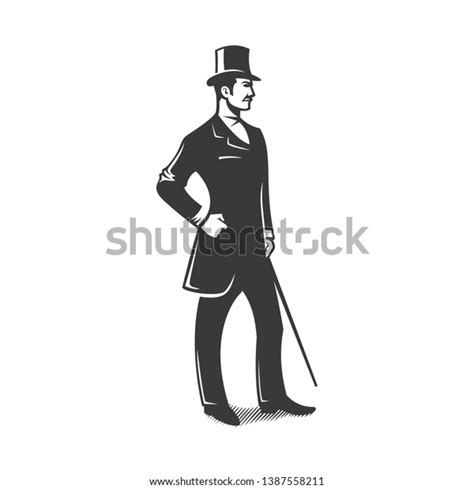 Gentleman Standing Vintage Vector Design Stock Vector Royalty Free