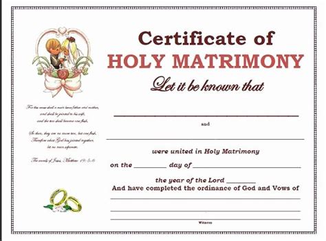 √ 20 Catholic Marriage Certificate Template Dannybarrantes Template