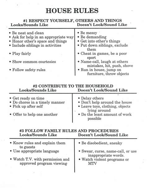 Printable House Rules And Consequences Chart Printable Word Searches