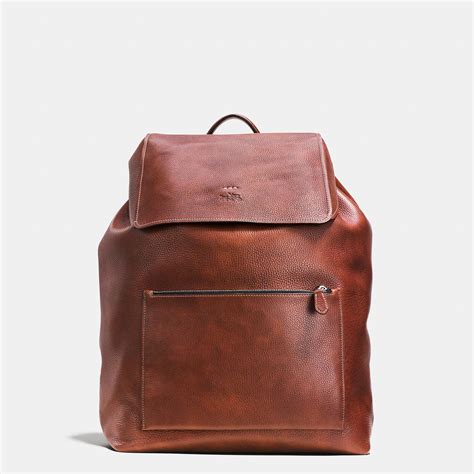 Coach Large Manhattan Backpack In Pebble Leather In Cognac Brown Lyst