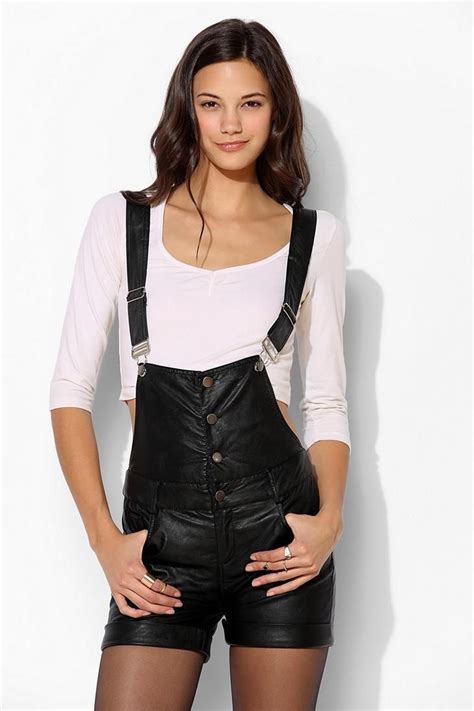 Sparkle And Fade Vegan Leather Overall Short Urbanoutfitters Leather