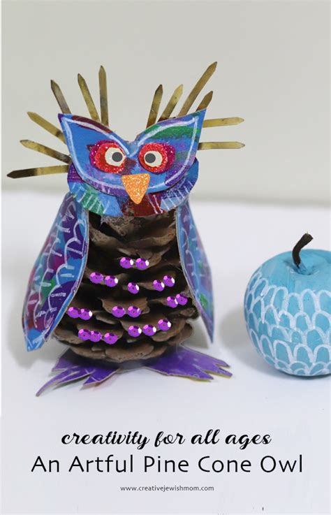 Pine Cone Owl With Sequins Holiday Craft