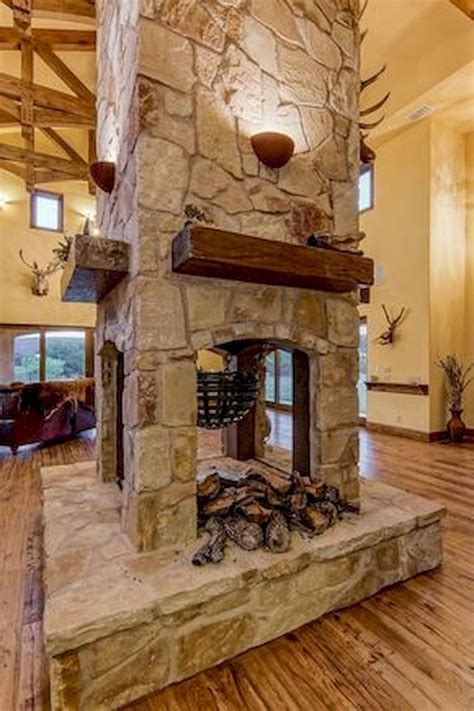 Features an assortment of fried seafood: 60 Stunning Log Cabin Homes Fireplace Design Ideas (28 ...