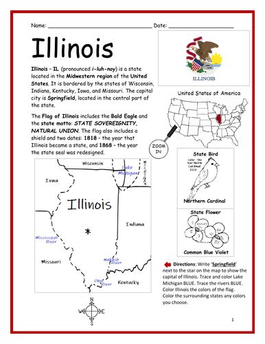 Illinois Introductory Geography Worksheet Teaching Resources