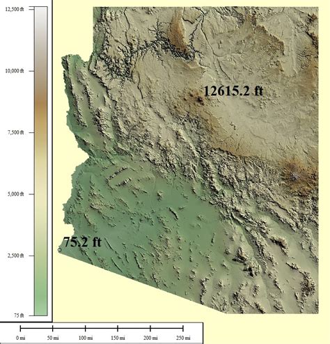 Arizona Map With Elevation
