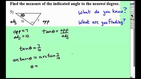 Find Angle Measure Given Sides Using Trig Function Youtube
