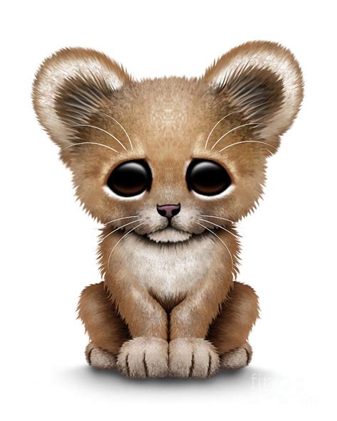 Cute Baby Lion Cub Digital Art By Jeff Bartels Fine Art America
