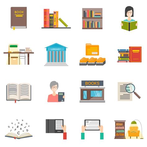 Library Icons Set Vector Art At Vecteezy
