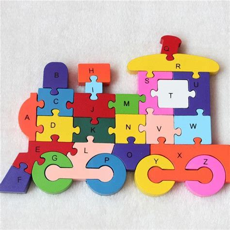 Double Sided Wooden Alphabet And Numbers Puzzle Jigsaw Puzzles For