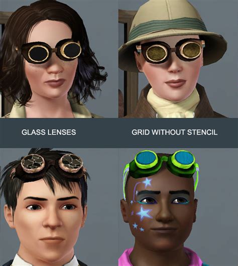 Mod The Sims Goggles Plain Or With A Grid On Your Eyes Or Forehead
