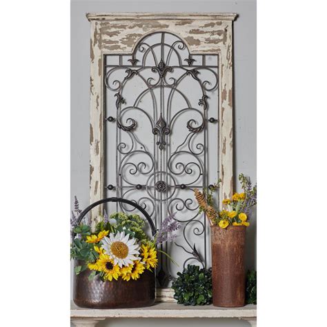 Litton Lane 51 In X 27 In Arched Window Panel With Iron Scrollwork