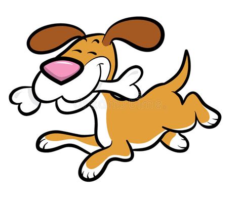 Cartoon Dog Running With Bone Stock Vector Illustration