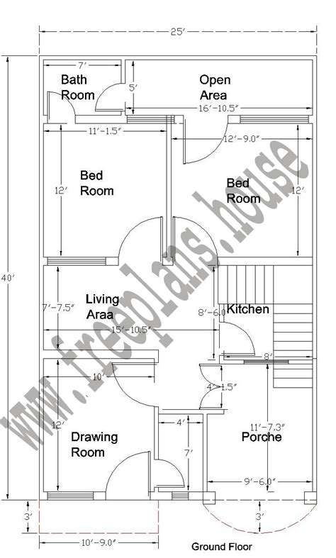 25×40 Feet 92 Square Meter House Plan Free House Plans