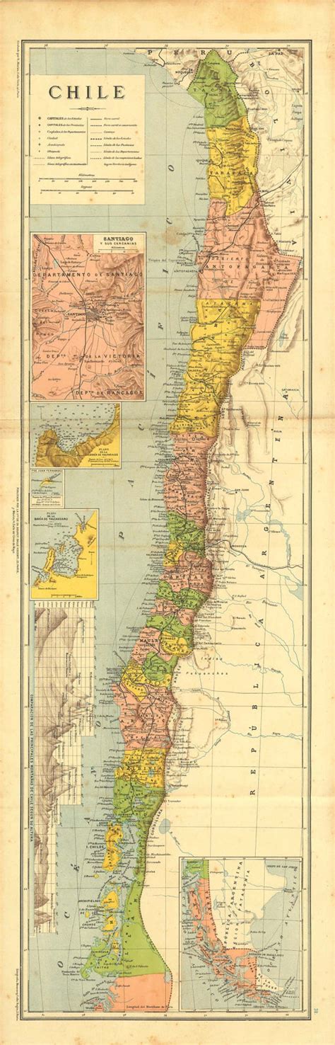 Antique Map Of Chile 1905 Etsy Mapas Del Mundo Mapas Antiguos